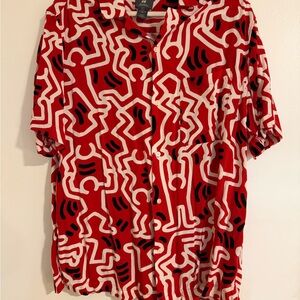 H&M x Keith Haring - Red Graphic Men's Shirt - size L